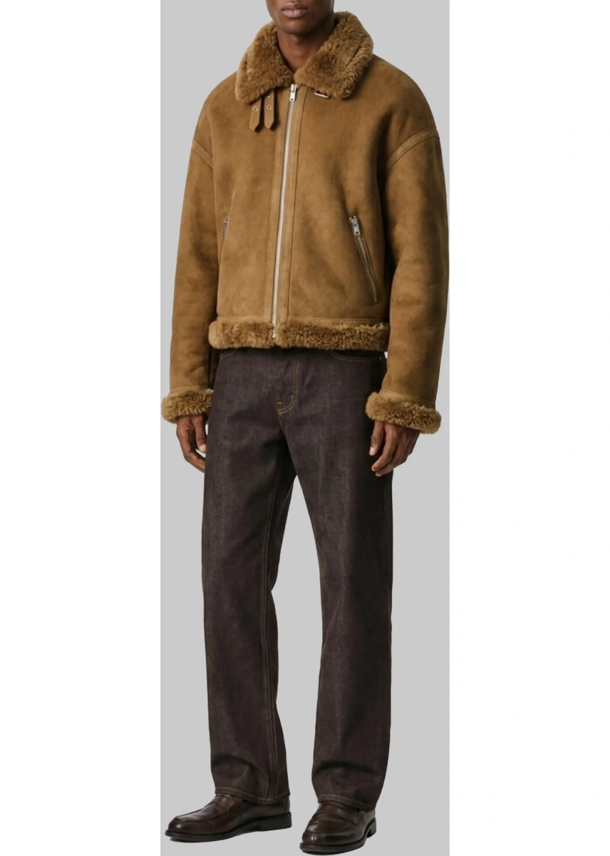 Bomber Sheepskin Shearling Aviator Jacket - Img 2