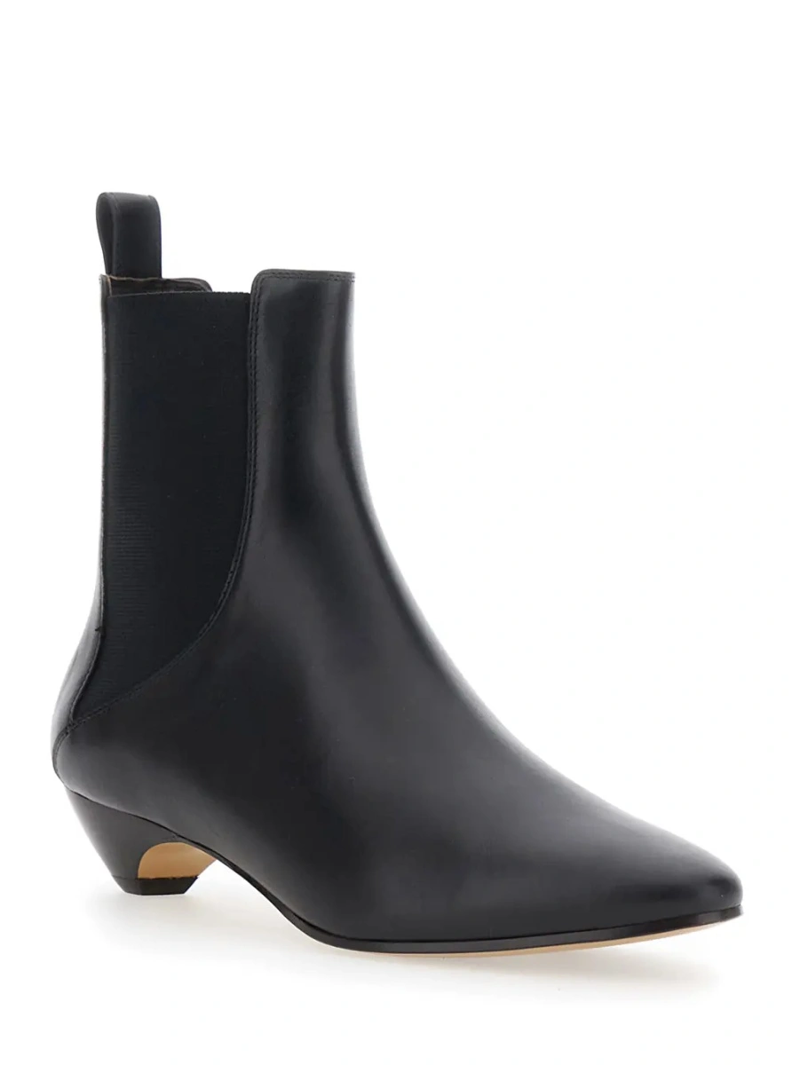 Botine 'Allegra Chelsea' Black Ankle Boots with Elastic Panels in Leather Woman - Img 2