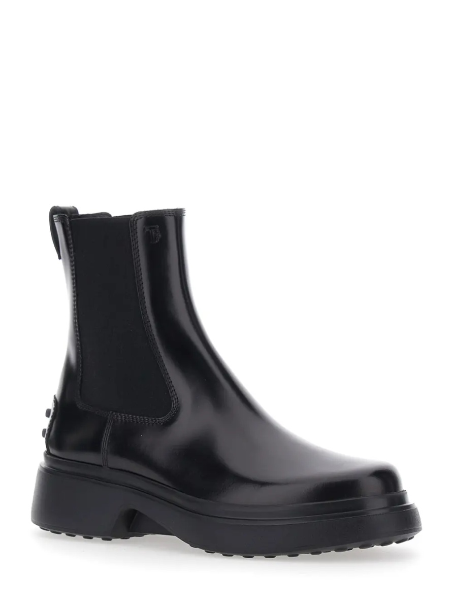 Botine Black Ankle Boots with Elastic Inserts on the Side in Leather Blend for Women - Img 2