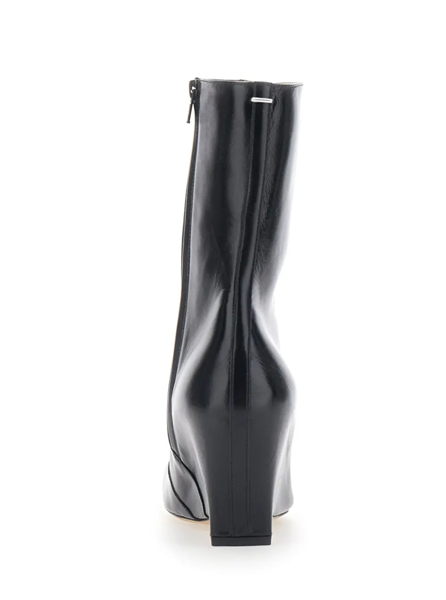 Botine Black Pointed Ankle Boots with Heel and Side Zip Closure in Leather for Women - Img 4