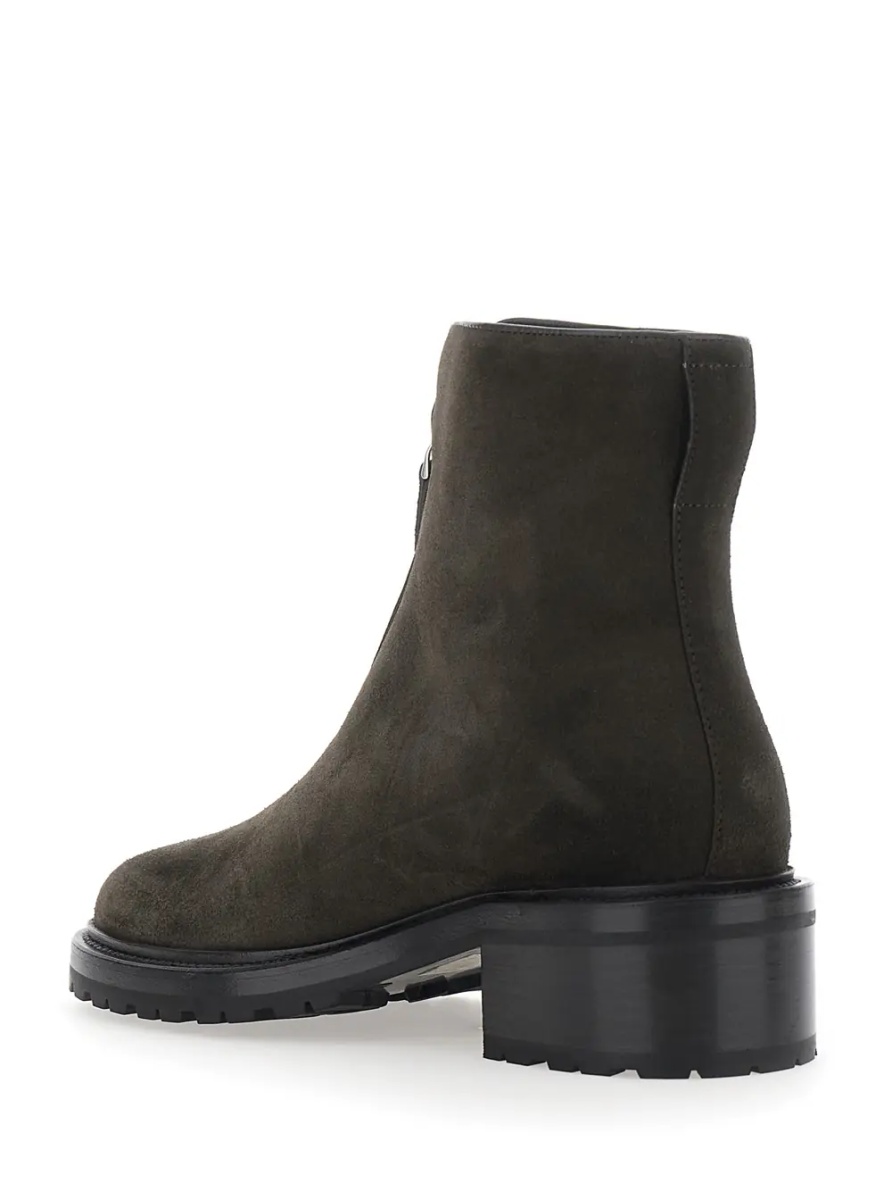 Botine Brown Low-heeled ankle boots with front zip closure in suede for women - Img 3