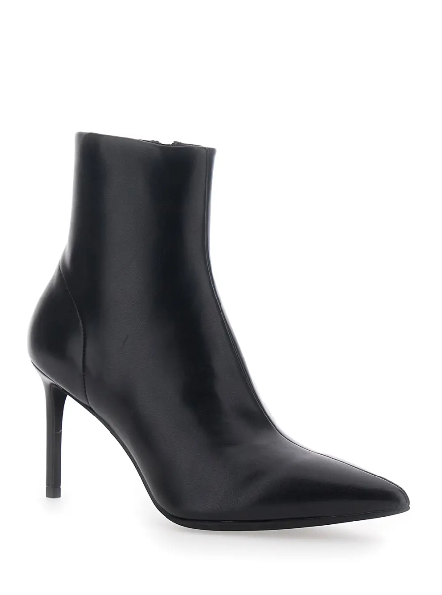 Botine NIXIE BOOTIE ankle boots with heel and pointed toe in black leather for women - Img 2