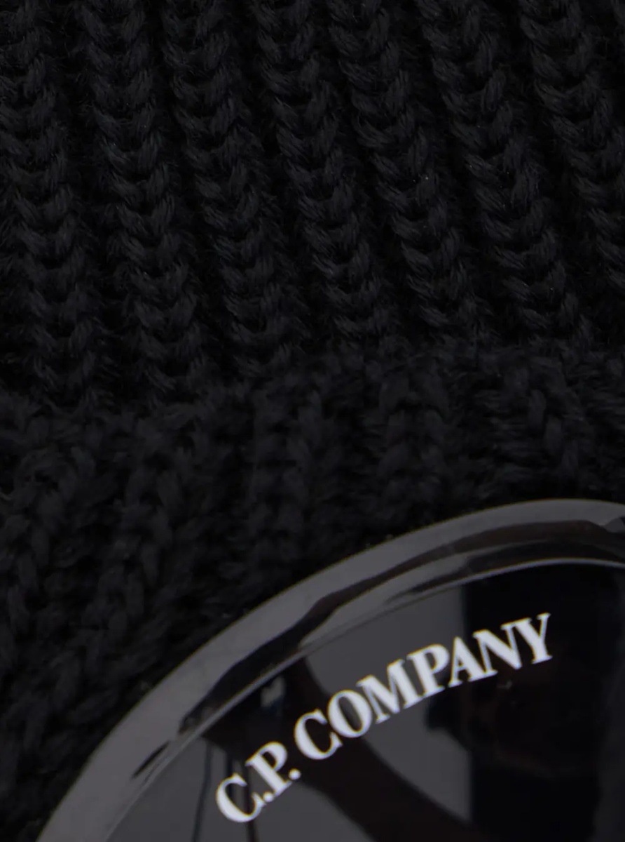 Caciula Hat with Googles Detail and Wool Knit in Black for Men - Img 2