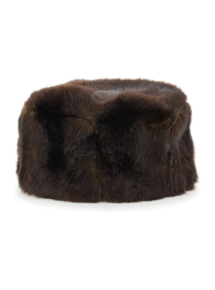 Caciula Ozzy Pillerbox Hat with elegant details in brown Modacrylic unisex - Img 2
