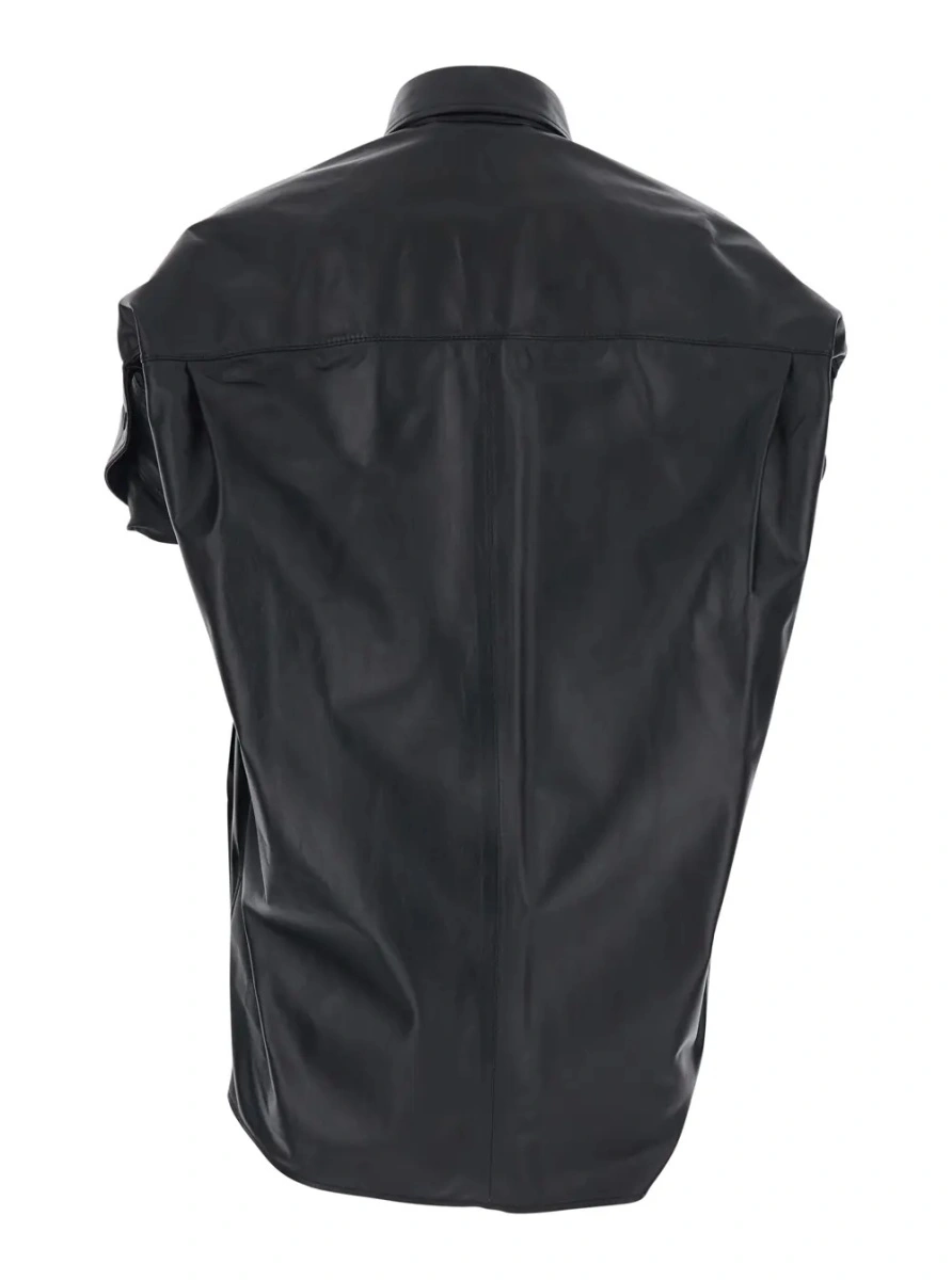 Camasa Balenciaga neagra din piele - Img 2