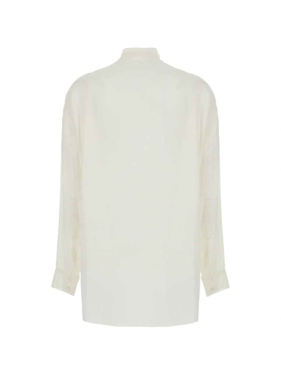 Camasa beige shirt with wide foldable collar in cotton Women - Img 4
