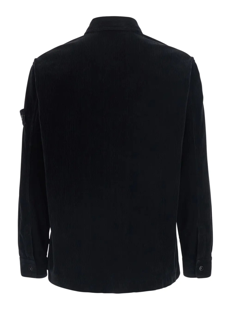 Camasa Black Jacket with patch pocket on the front and logo patch on the front in corduroy for men - Img 2