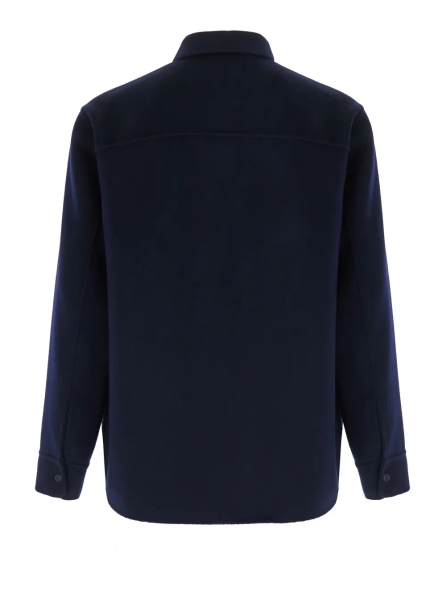 Camasa Blue Shirt with Classic Collar and Long Sleeves in Wool for Women - Img 2