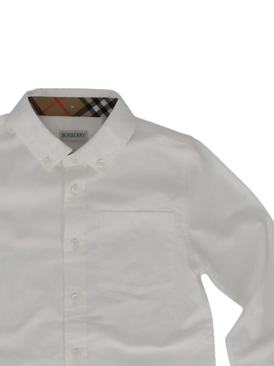 Camasa Burberry Kids alba din bumbac - Img 5