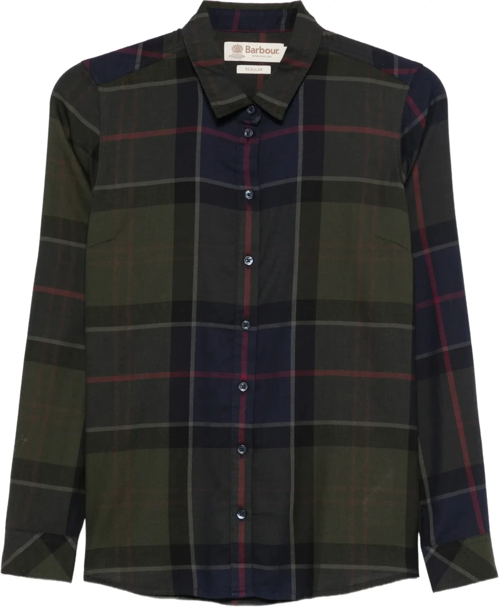 Camasa casual Barbour maro din bumbac - Img 6