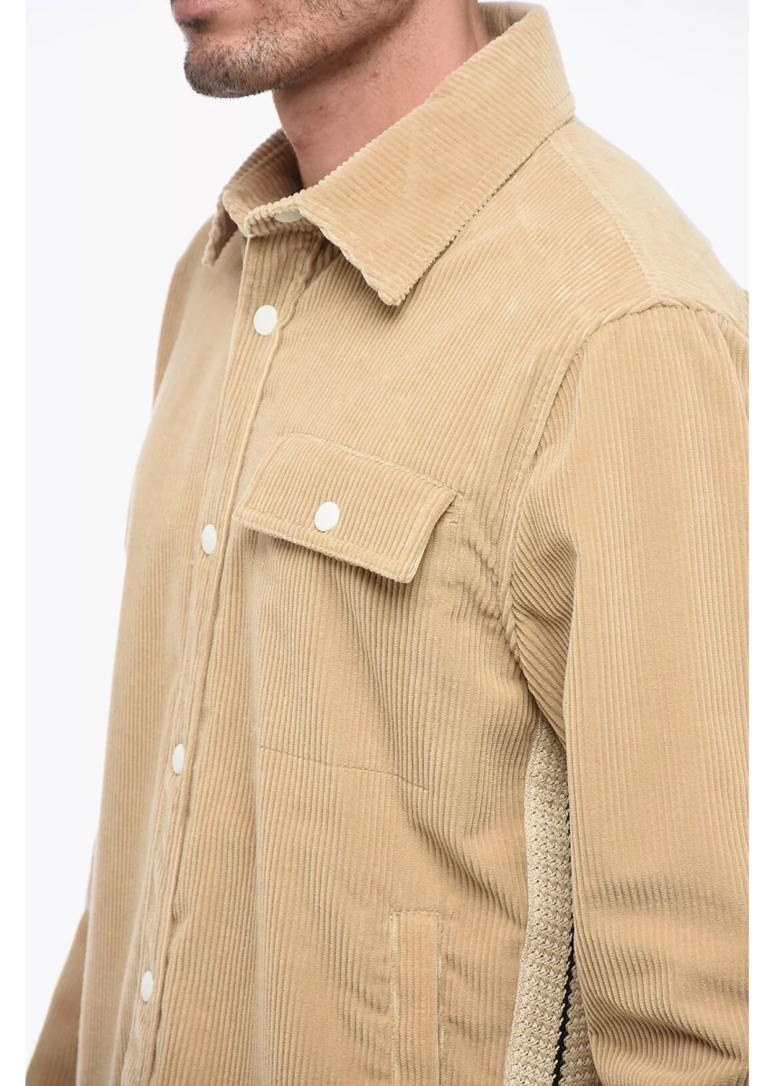 Camasa casual Corduroy Tape Overshirt With Contrasting Bands* - Img 3