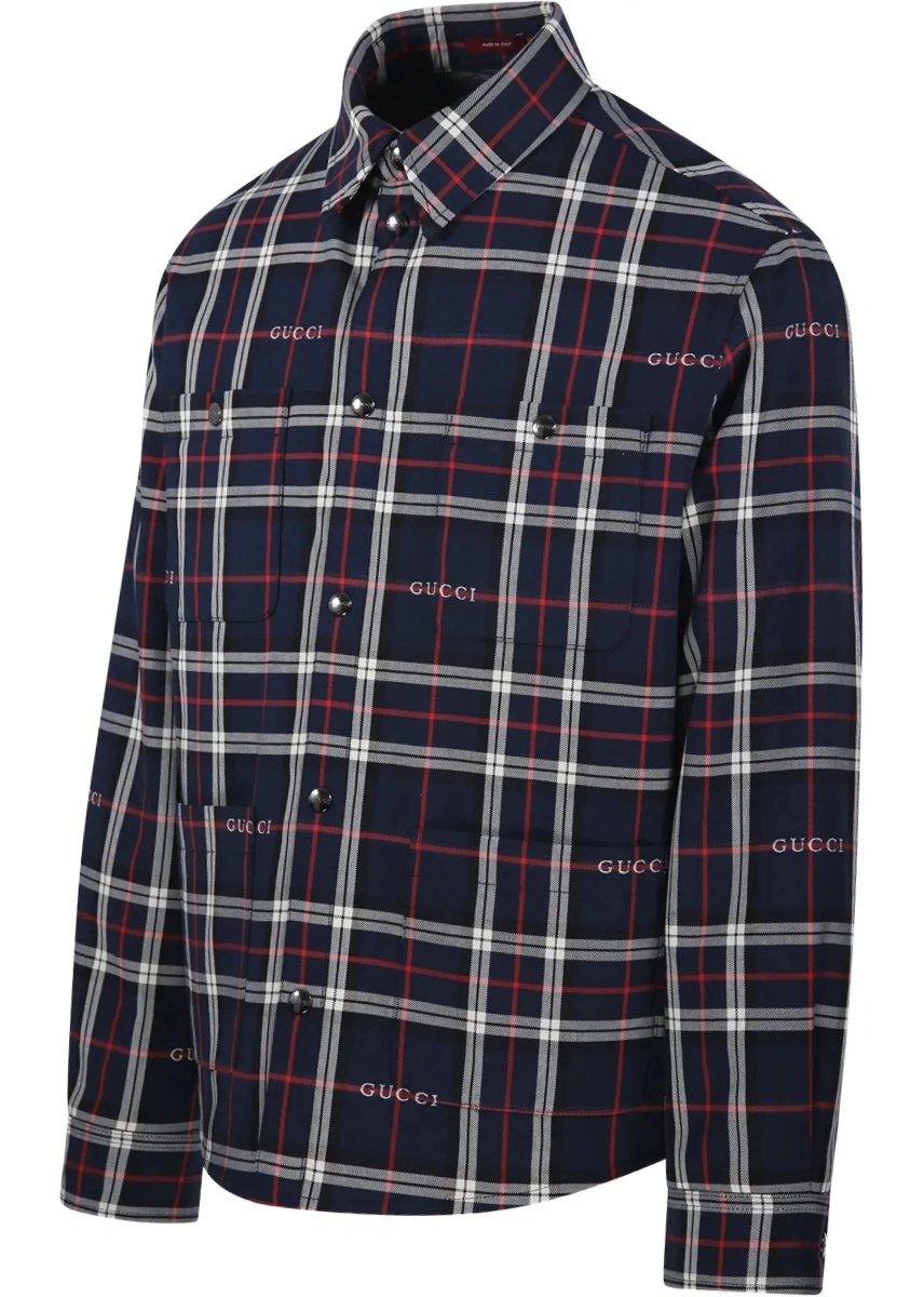 Camasa casual Padded tartan cotton jacquard Shirt - Img 3