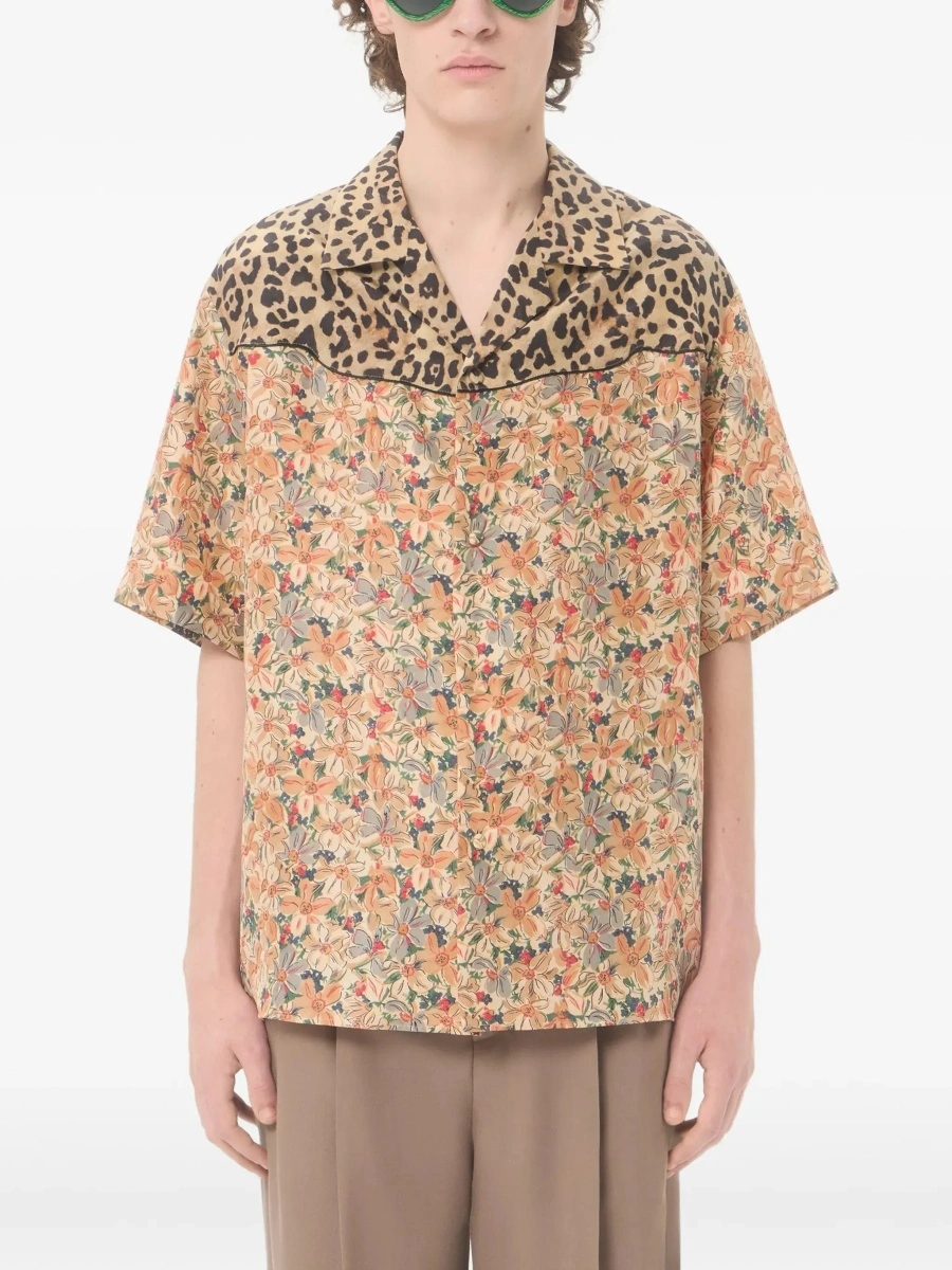 Camasa casual Short-sleeve floral and leopard print Shirt - Img 5