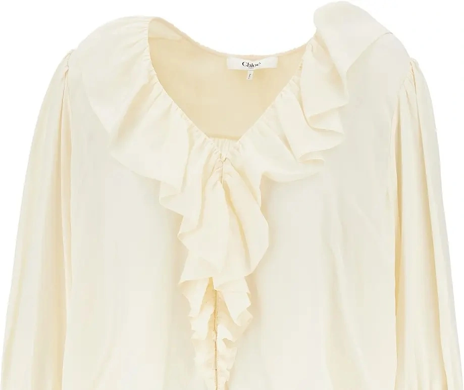 Camasa Chloe alba din crepe de chine - Img 2