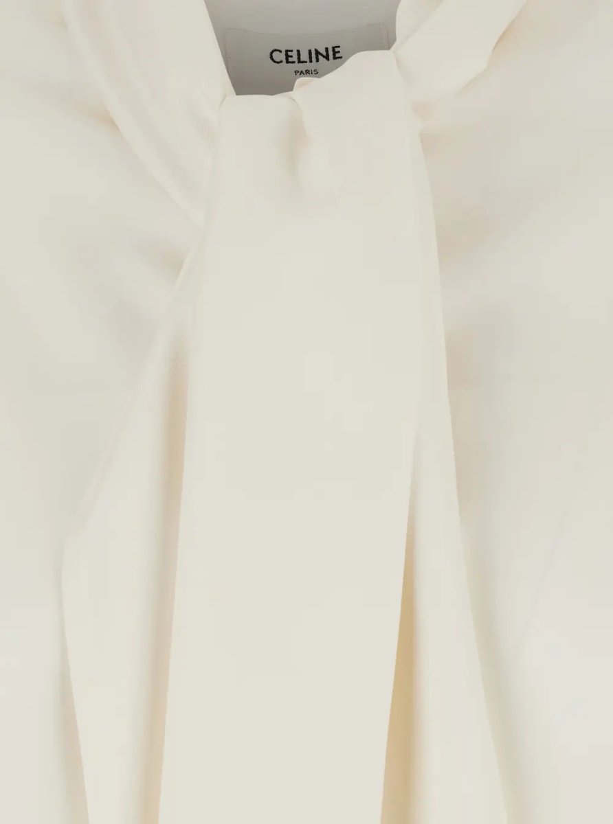 Camasa CROPPED LAVALLIER SHIRT White - Shirt with lavallière collar and long sleeves - Cotton - Women - Img 3