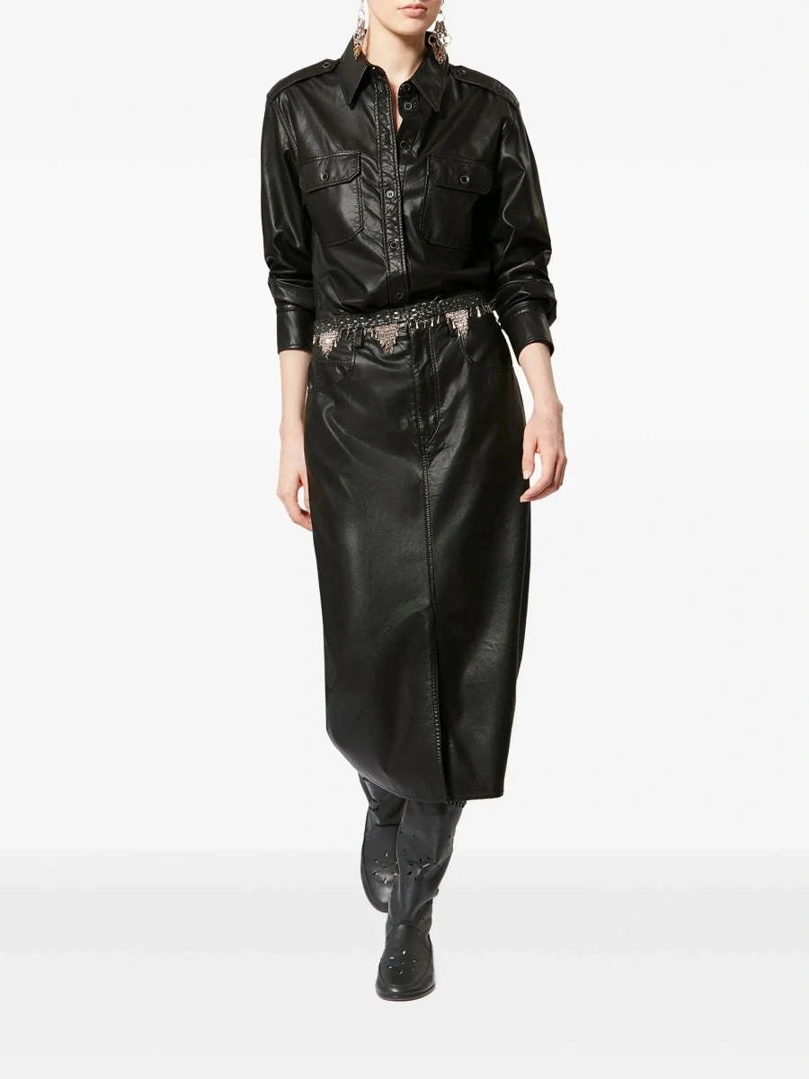 Camasa Isabel Marant neagra din piele ecologica - Img 4