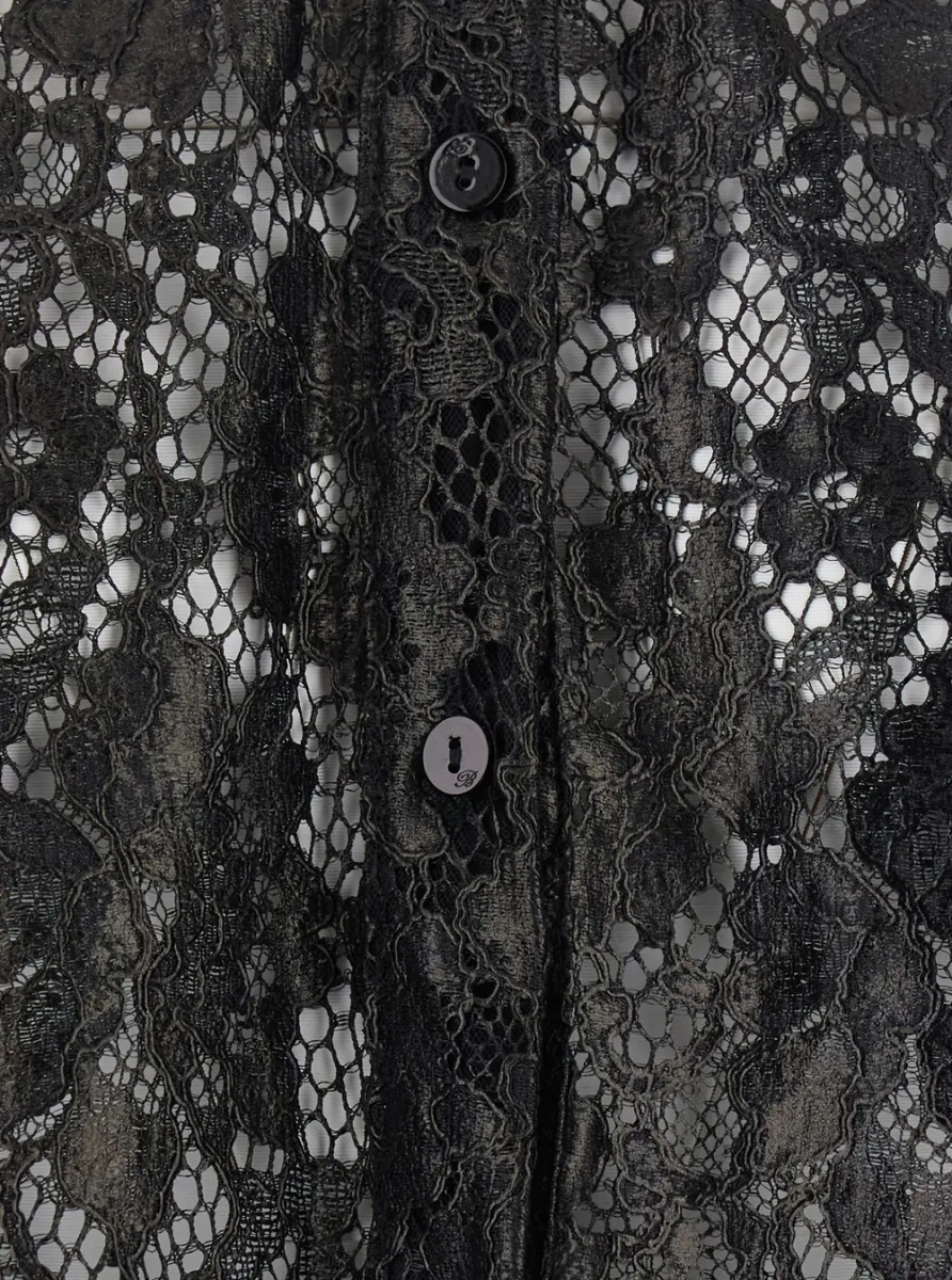 Camasa Lace Rebrodé Shirt with Tech Fabric Black Women - Img 3