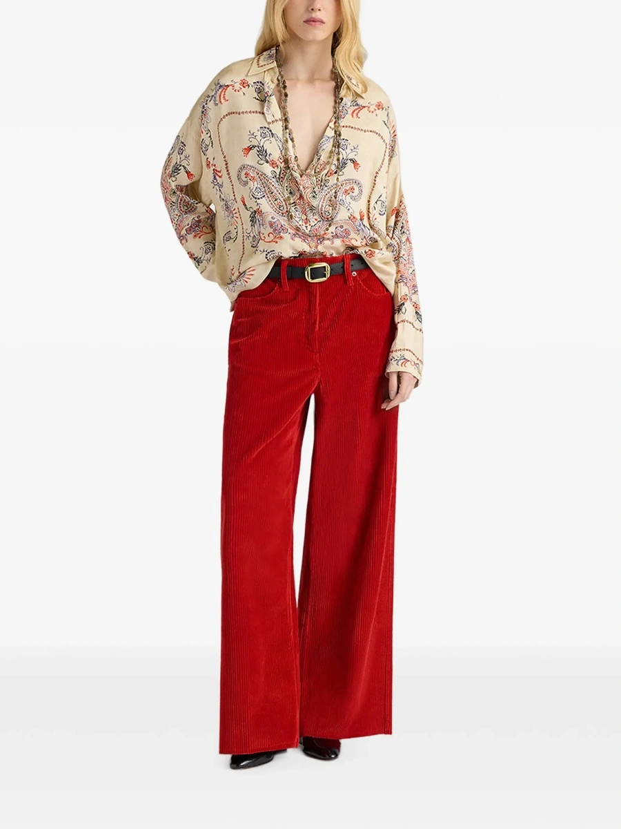 Camasa MOMONÌ White Shirt with classic collar and all-over embroidery in viscose for women - Img 4