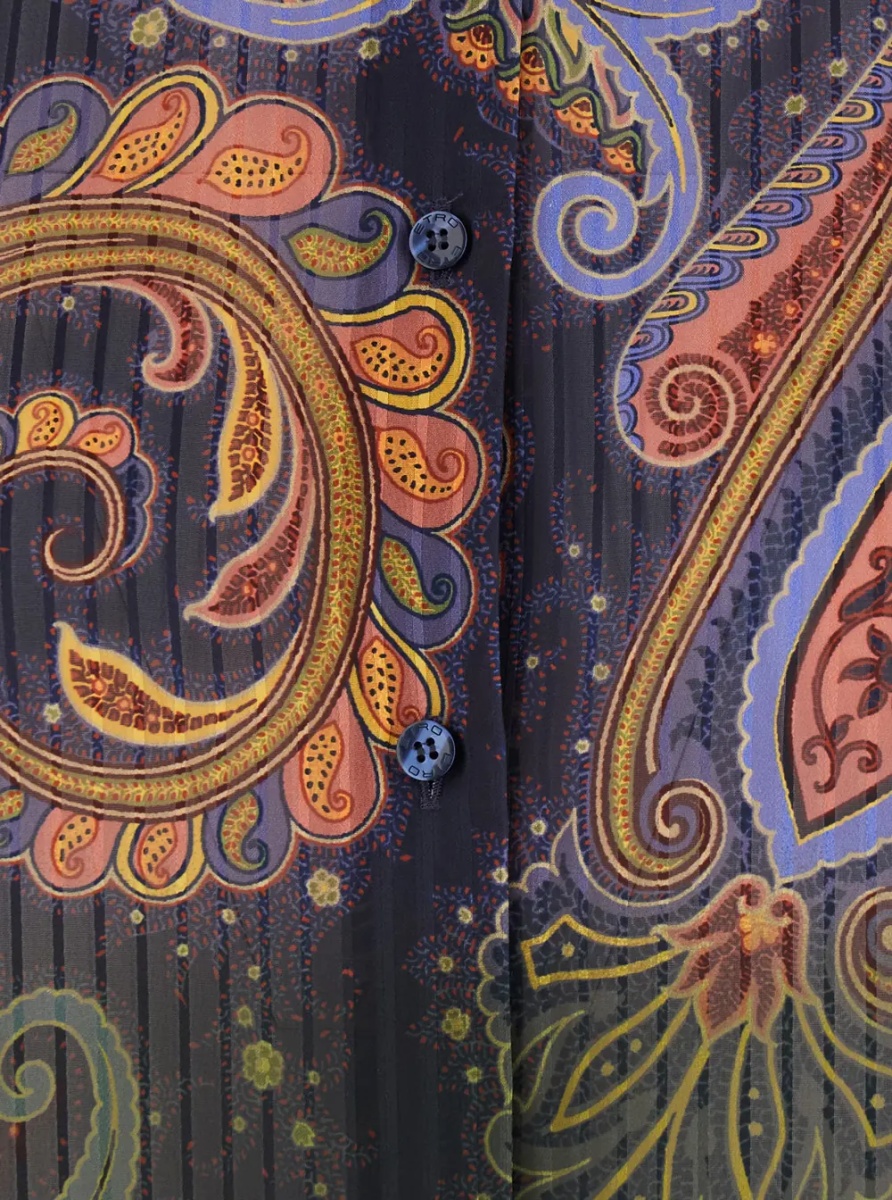 Camasa Multicolor Shirt with classic collar and paisley motif all-over in tech fabric for women - Img 3
