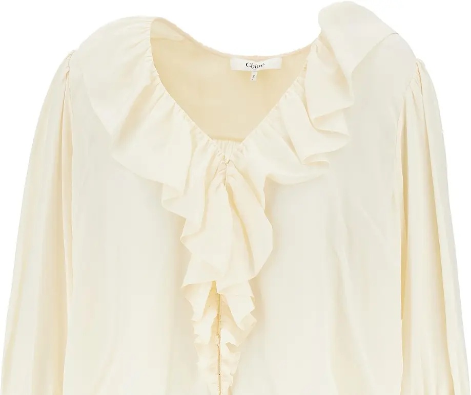 Camasa Ruffled crêpe de chine blouse - Img 2