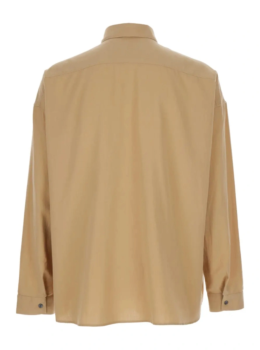 Camasa 'Stable' Beige Shirt with Classic Collar and Dropped Shoulders in Linen Blend Man - Img 2