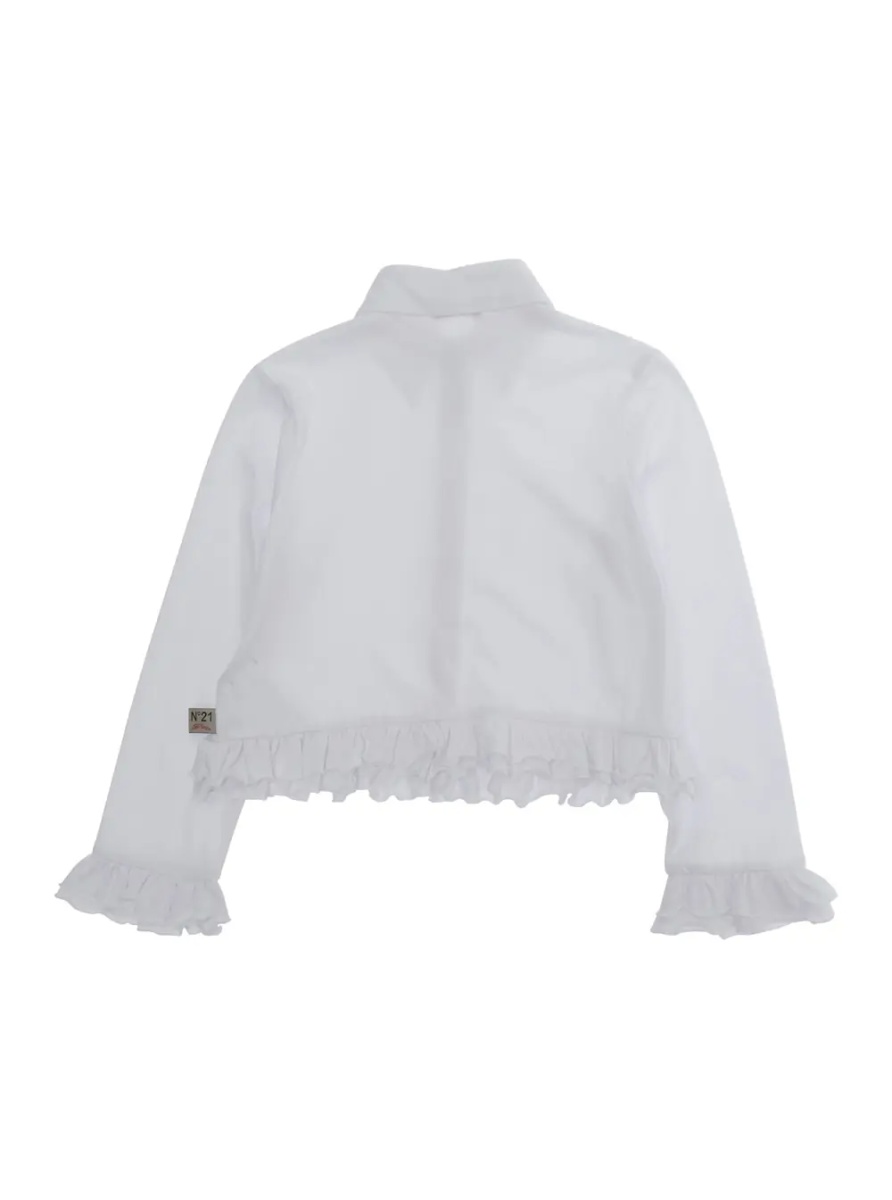 Camasa White Shirt with logo patch on the front and ruffled trims in Blend cotton Girl - Img 2