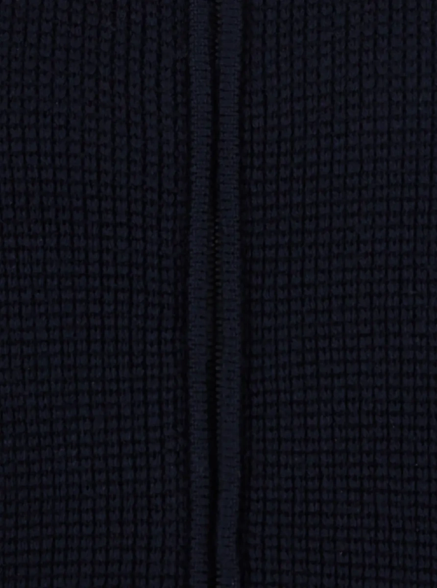 Cardigan CARDIGAN ZIP PUNTO ROVESCIO with V-neck and long sleeves in merino wool blue men - Img 3