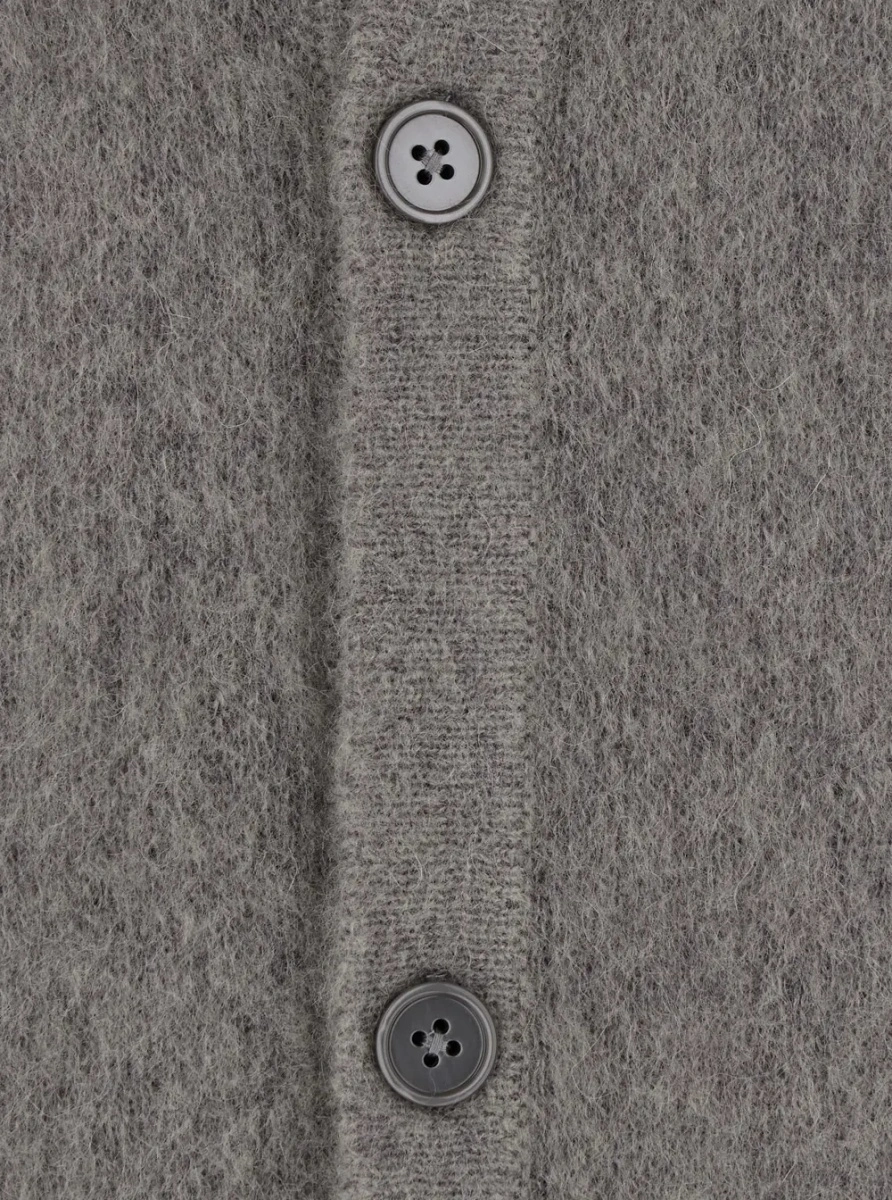 Cardigan grey cardigan with classic collar and brushed effect in wool and mohair Men - Img 2