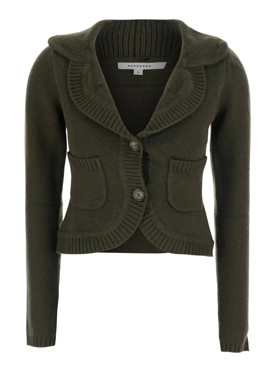 Cardigan Markgong verde din lana si casmir - Img 4