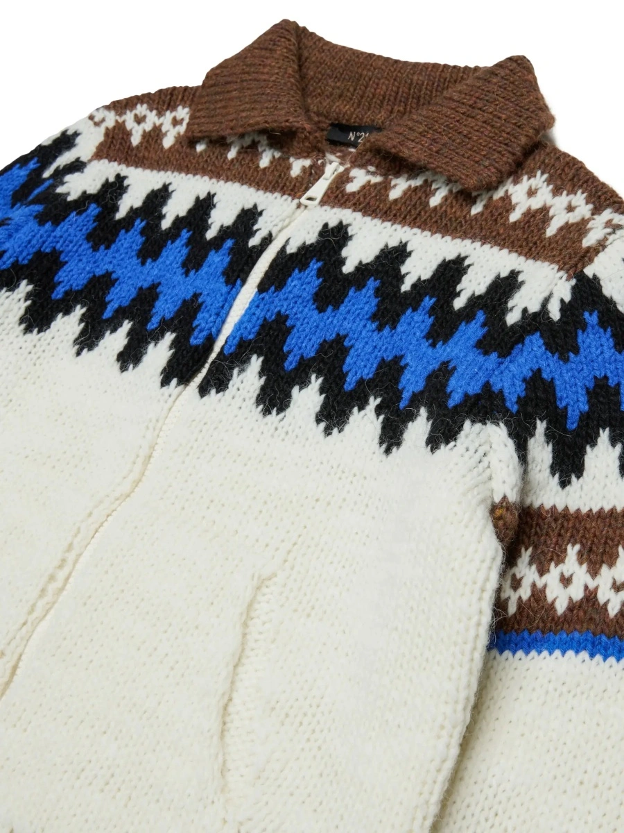 Cardigan N°21 Kids multicolor din lana - Img 5
