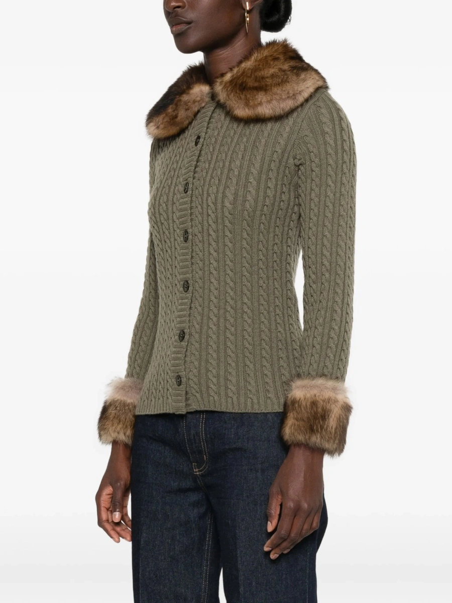 Cardigan Saint Laurent verde din casmir - Img 3