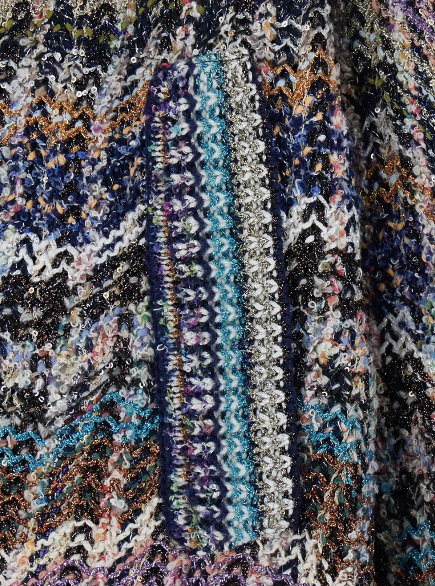 Cardigane Caperdoni Cardigan with V-neck and long sleeves in multicolored wool for women - Img 3