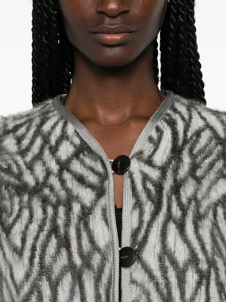 Cardigane Heron Feather motif brushed Cardigan - Img 7