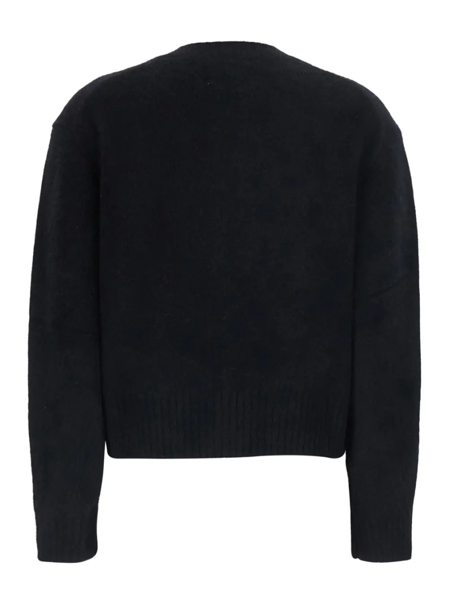 Cardigane 'Remus' Black Cardigan with round neck and button closure in Blend Wool women - Img 2