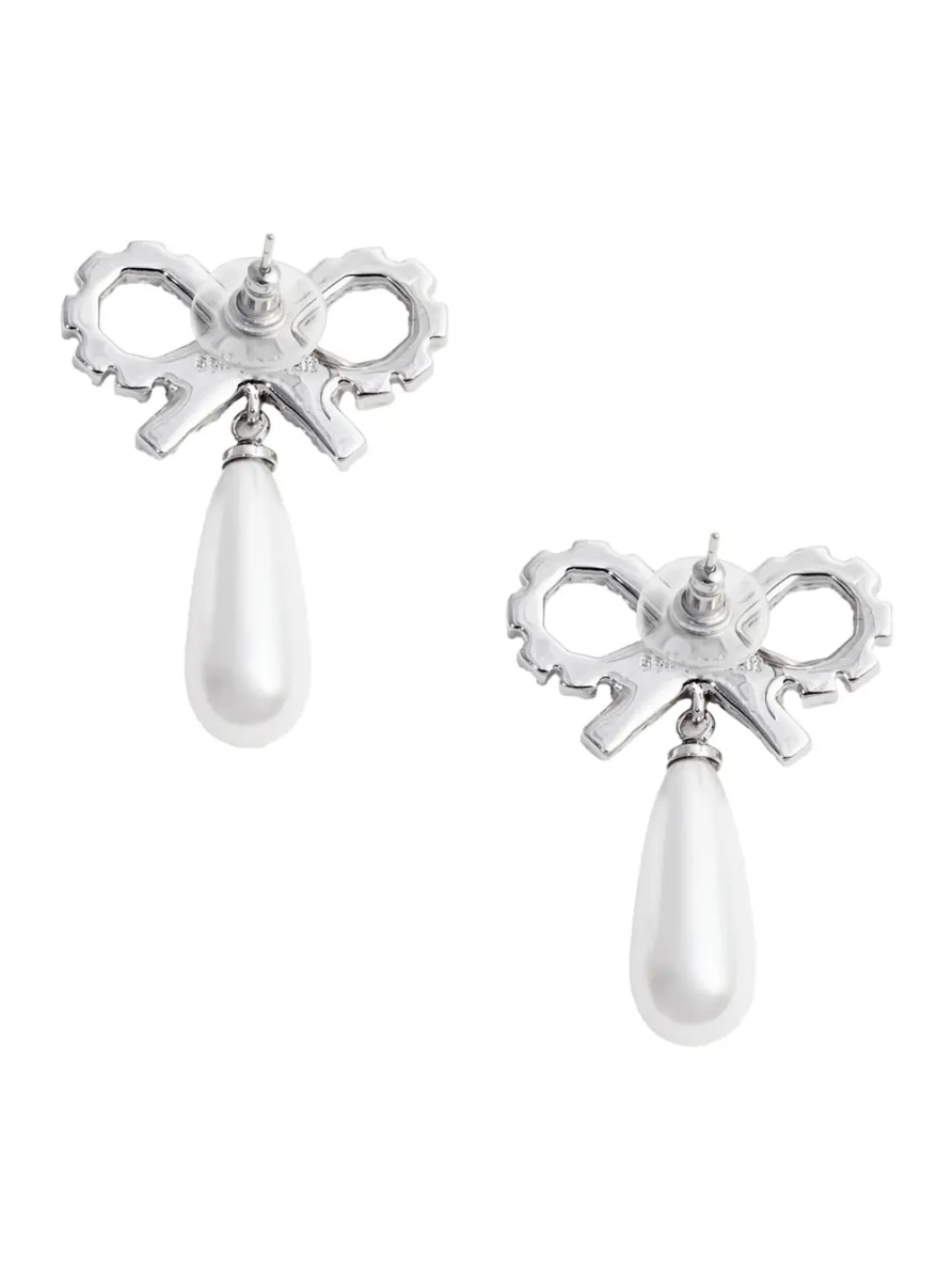 Cercei Earrings 'RS26631EPPEARL' with Bow and Pearl Pendant in Silver Color for Women - Img 2