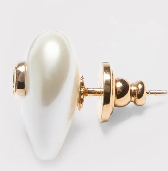 Cercei Vlogo Signature Metal And Pearl Earrings - Img 3