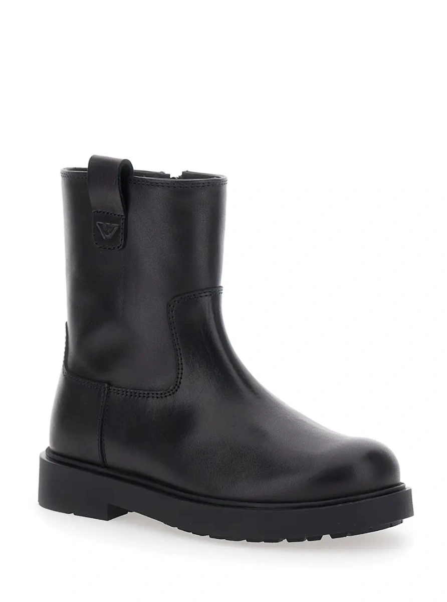 Cizme EMPORIO ARMANI KIDS negre din piele - Img 2