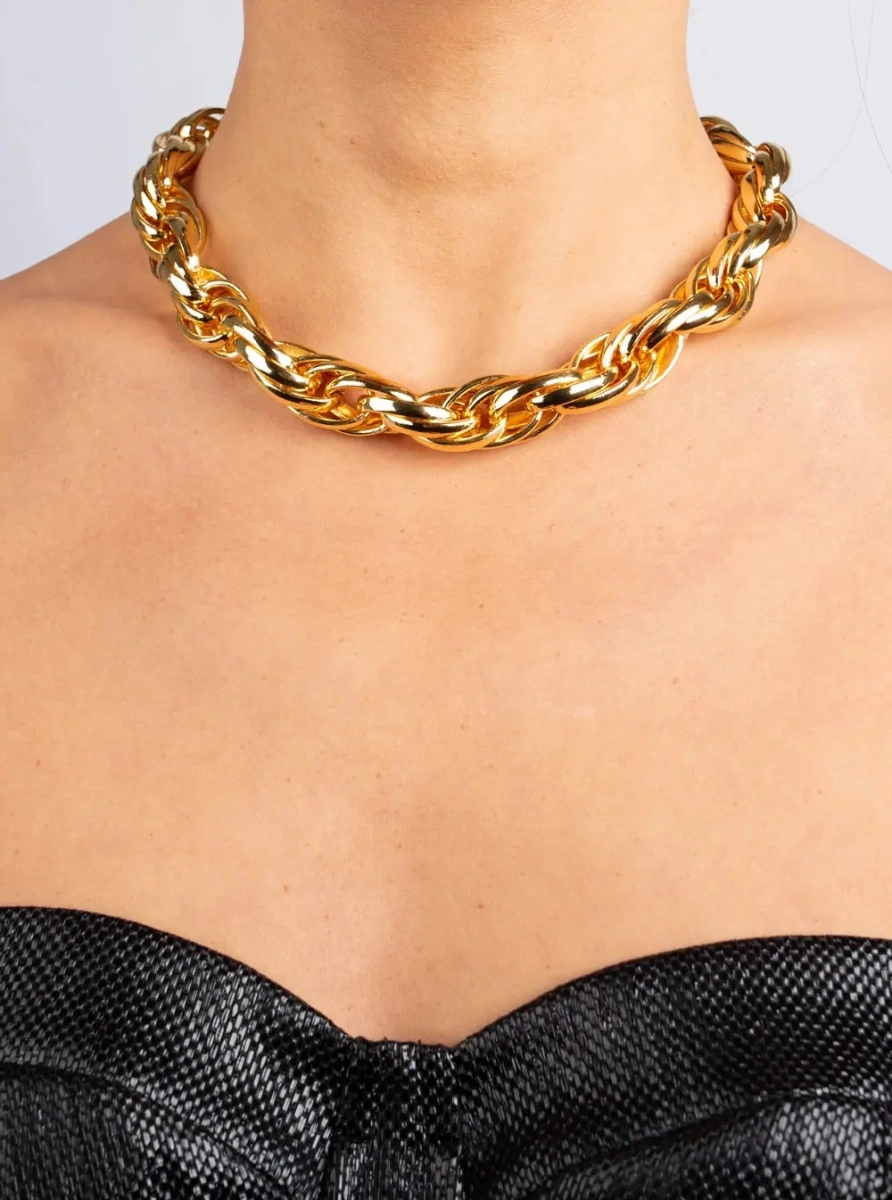 Colier FEDERICA TOSI auriu din metal 'Lace Rose' - Img 3