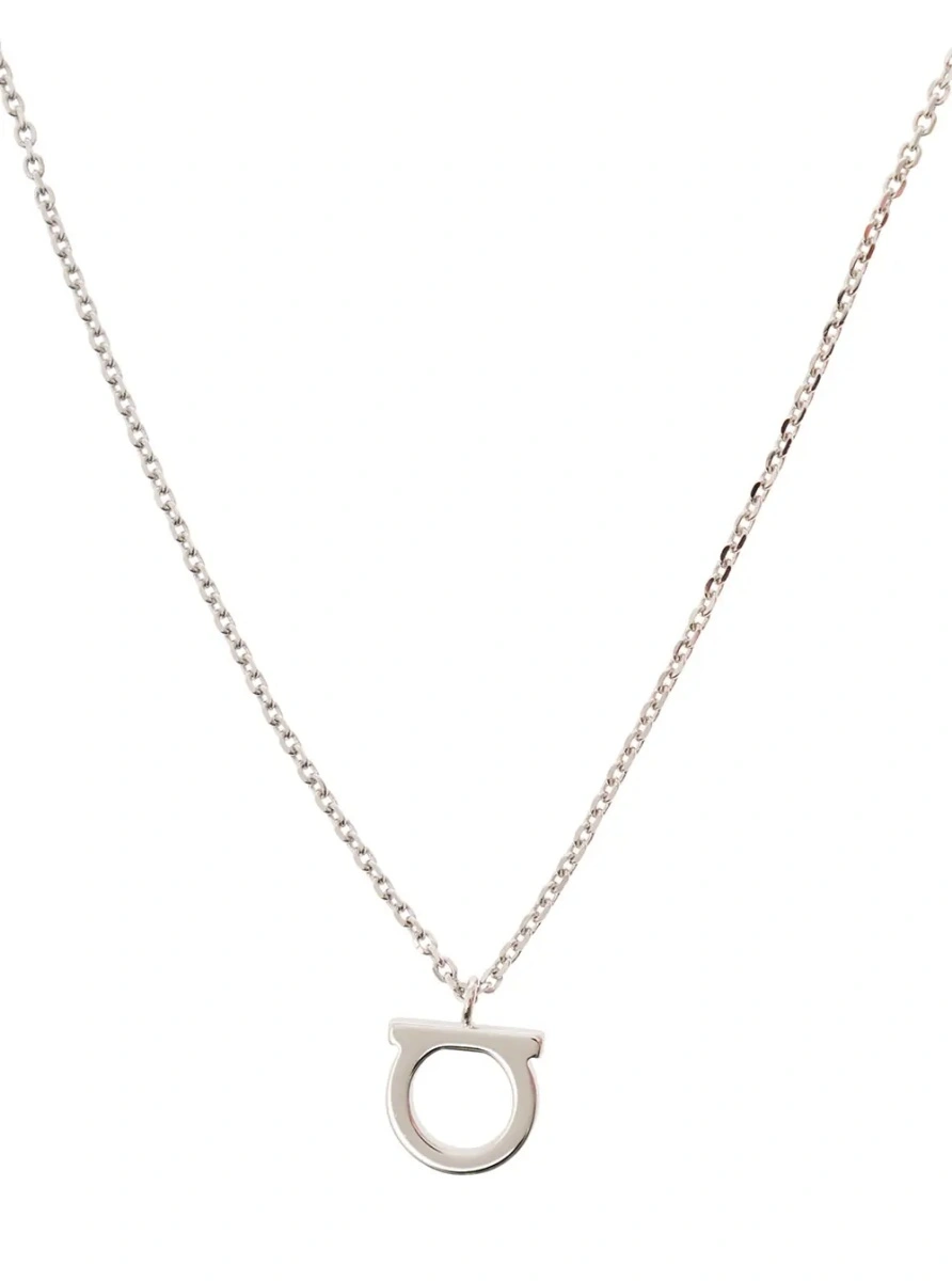 Coliere Necklace with Gancini Charm in Silver-Colored Brass for Women - Img 2