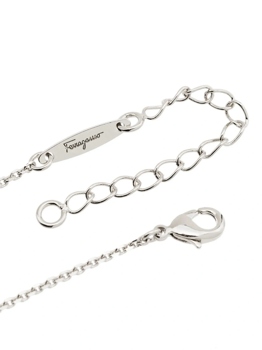 Coliere Necklace with Gancini Charm in Silver-Colored Brass for Women - Img 5