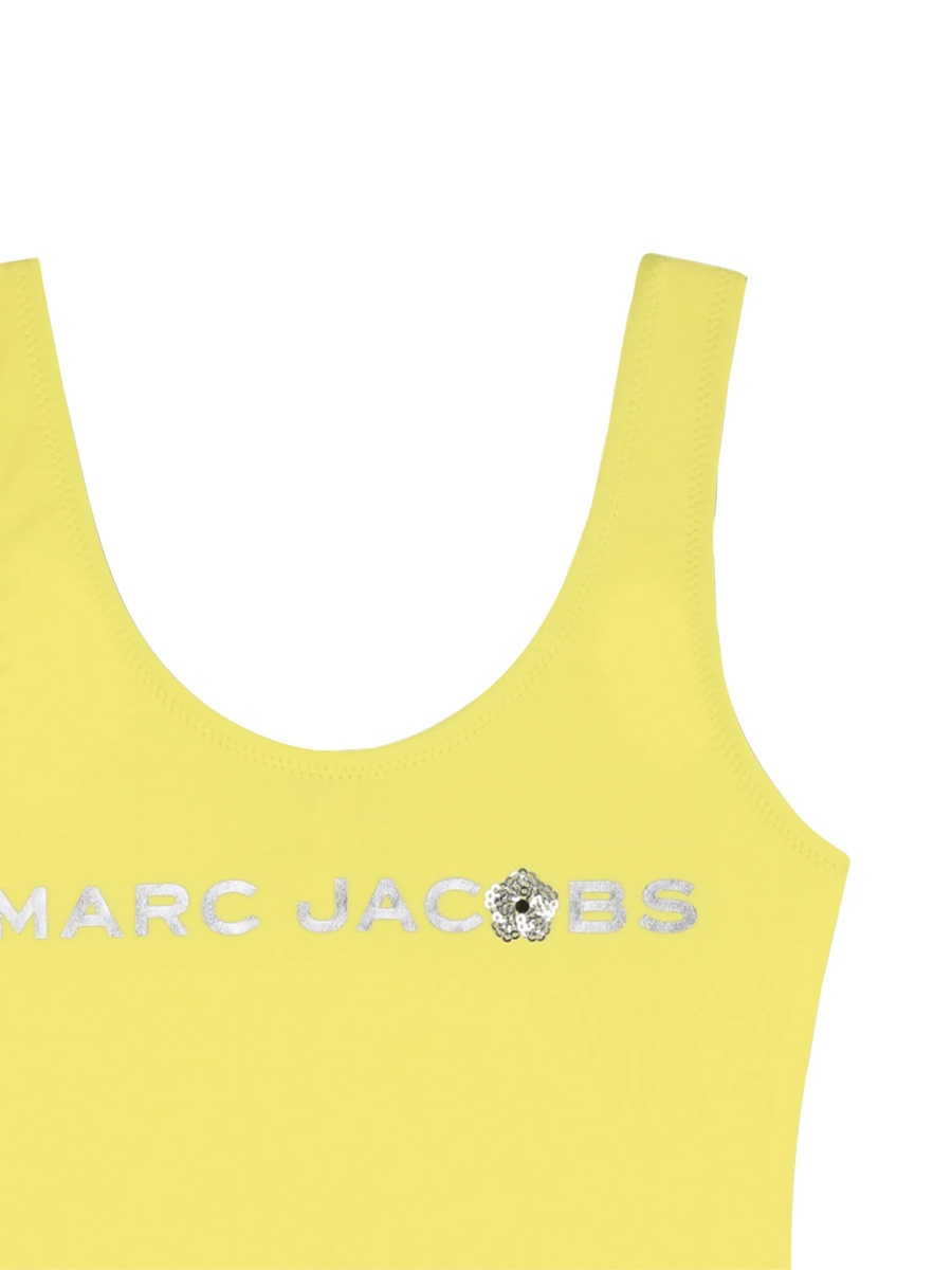 Costum de baie Marc Jacobs galben din bumbac si strasuri - Img 3
