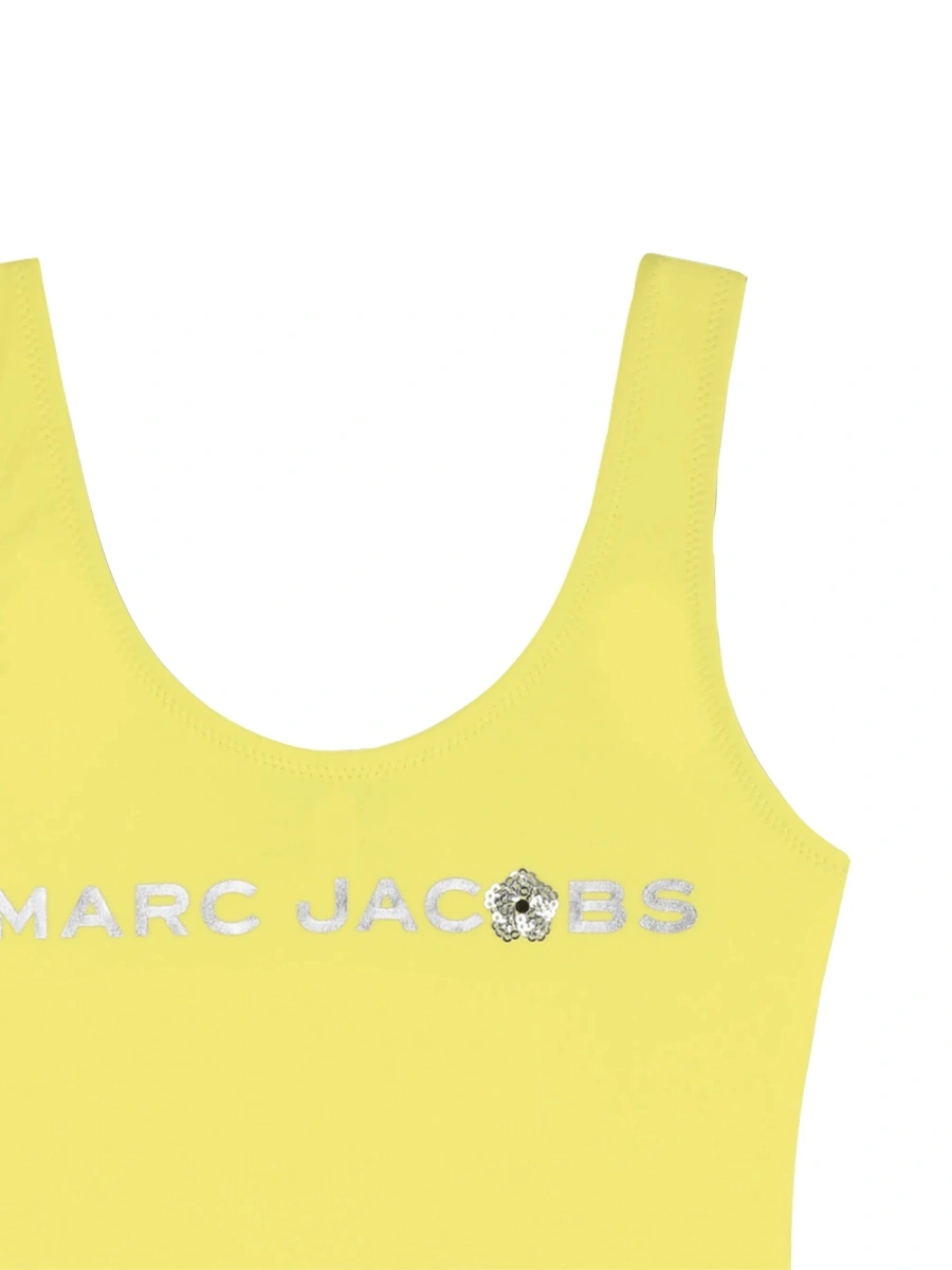 Costum de baie Marc Jacobs galben din bumbac si strasuri - Img 3