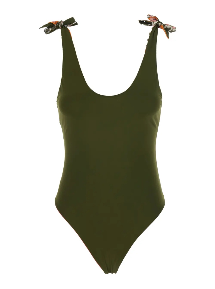 Costum de baie One-Piece Swimsuit with V-neck and thin straps, multicolor. - Img 4