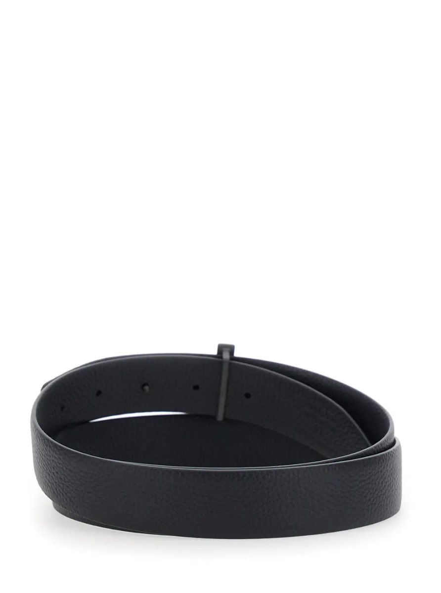 Curea Black Belt with T Buckle Closure in Leather for Men - Img 2