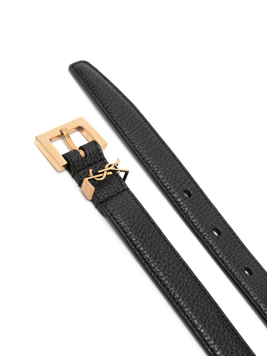 Curea Saint Laurent neagra din alama si bos taurus - Img 2