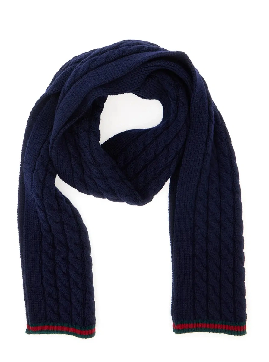 Esarfa Blue Scarf with Web Hem and Tricot Knitting in Wool Boy - Img 2