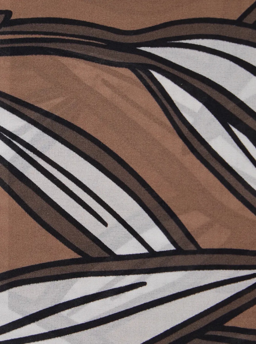 Esarfa Brown scarf with all-over print in silk for women - Img 3
