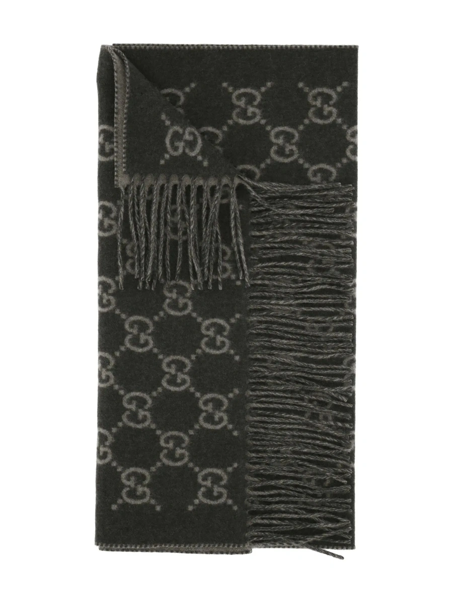 Esarfa Gucci verde din jacquard GG si casmir - Img 5