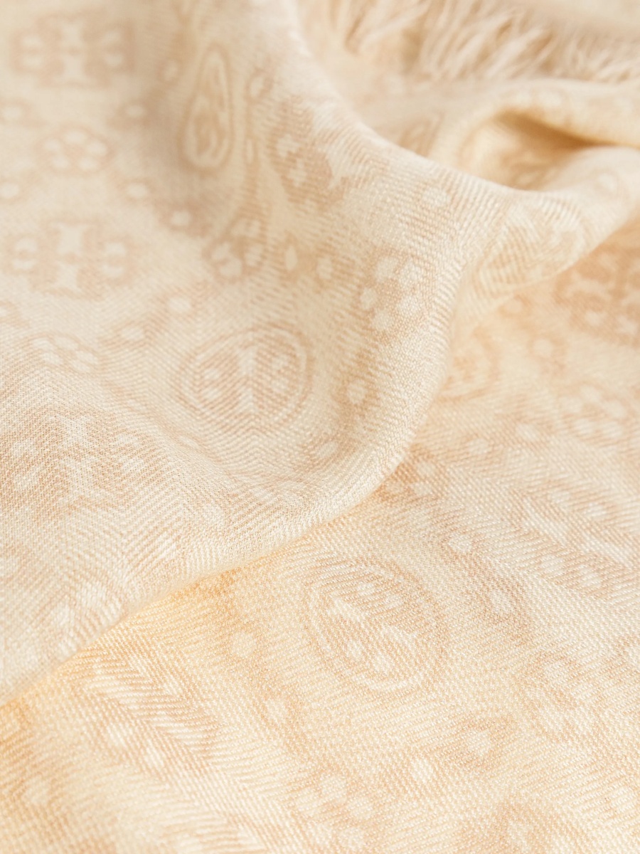 Esarfa Tory Burch neutra din lana - Img 3