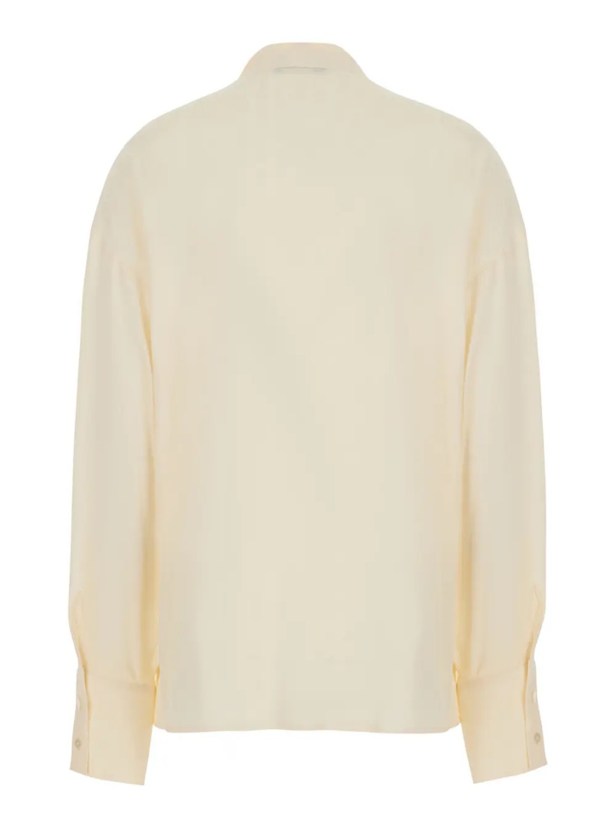 Esarfa White Shirt with scarf and tone-on-tone jacquard motif in silk blend for women - Img 2